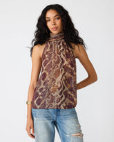 ALEXANE Bronze Halter Sleeveless Women's Top | Steve Madden
