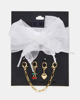 SHOE LACES AND CHARMS White Bow Lace & Cherry Heart Charms Shoe Accessory | Steve Madden