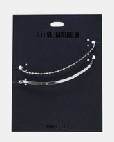 HERRINGBONE CHAIN ANKLET SET SILVER Women's Anklet | Steve Madden