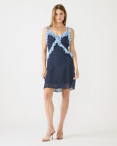 ADALINA Vintage Navy Polka Dot Ruffle Flowy Women's Mini Dress | Steve Madden