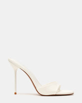 DAVINA White Patent Rounded Open-Toe Mule Stiletto Women's Heel | Steve Madden