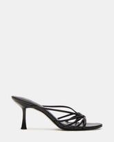 EDNA Black Leather Strappy Mule Women's Heel | Steve Madden