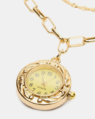 WATCH PENDANT NECKLACE GOLD