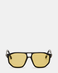DEMSON Black Frame Aviator Yellow Lens Sunglasses | Steve Madden
