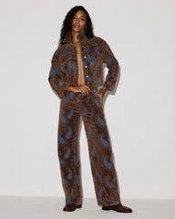 THE SYDNEE Teal Paisley High-Rise Barrel Denim Women's Jeans | Steve Madden