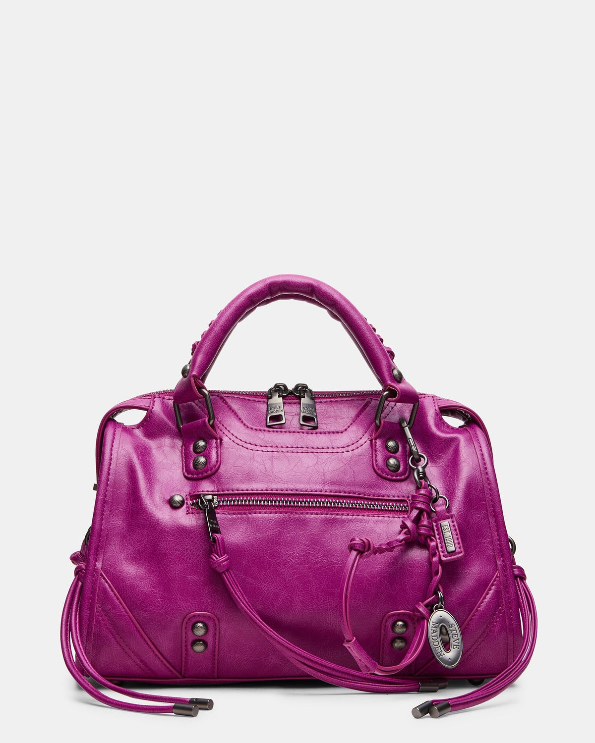 RIGGS Fuchsia Slouchy Top-Handle Crossbody Satchel Handbag | Steve Madden