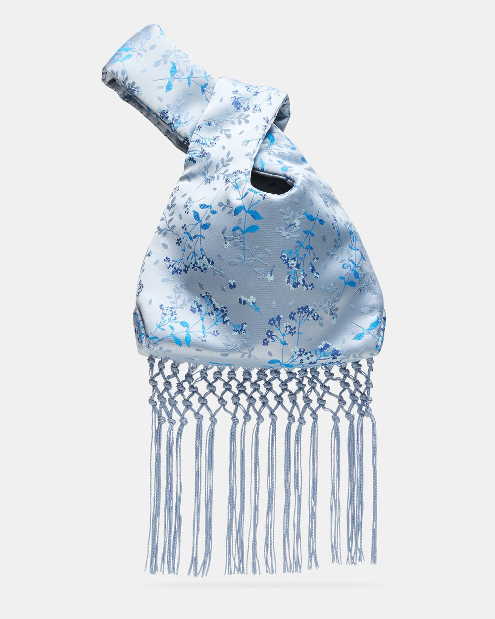YUNA Blue/Multi Brocade Wristlet Tassel Fringe Clutch Handbag | Steve Madden