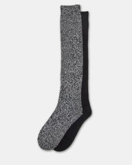 FALL 2 PACK MARLED KNEE HIGH SOCKS Black Women's Marled Knee-High Socks | Steve Madden