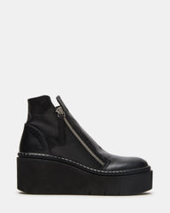 DRIFT Black Leather Platform Moto Women's Ankle Boot | Steve Madden
