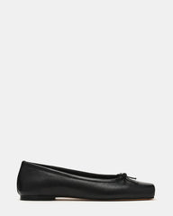 ELEVE Black Leather Ballet Square-Toe Women's Flat | Steve Madden