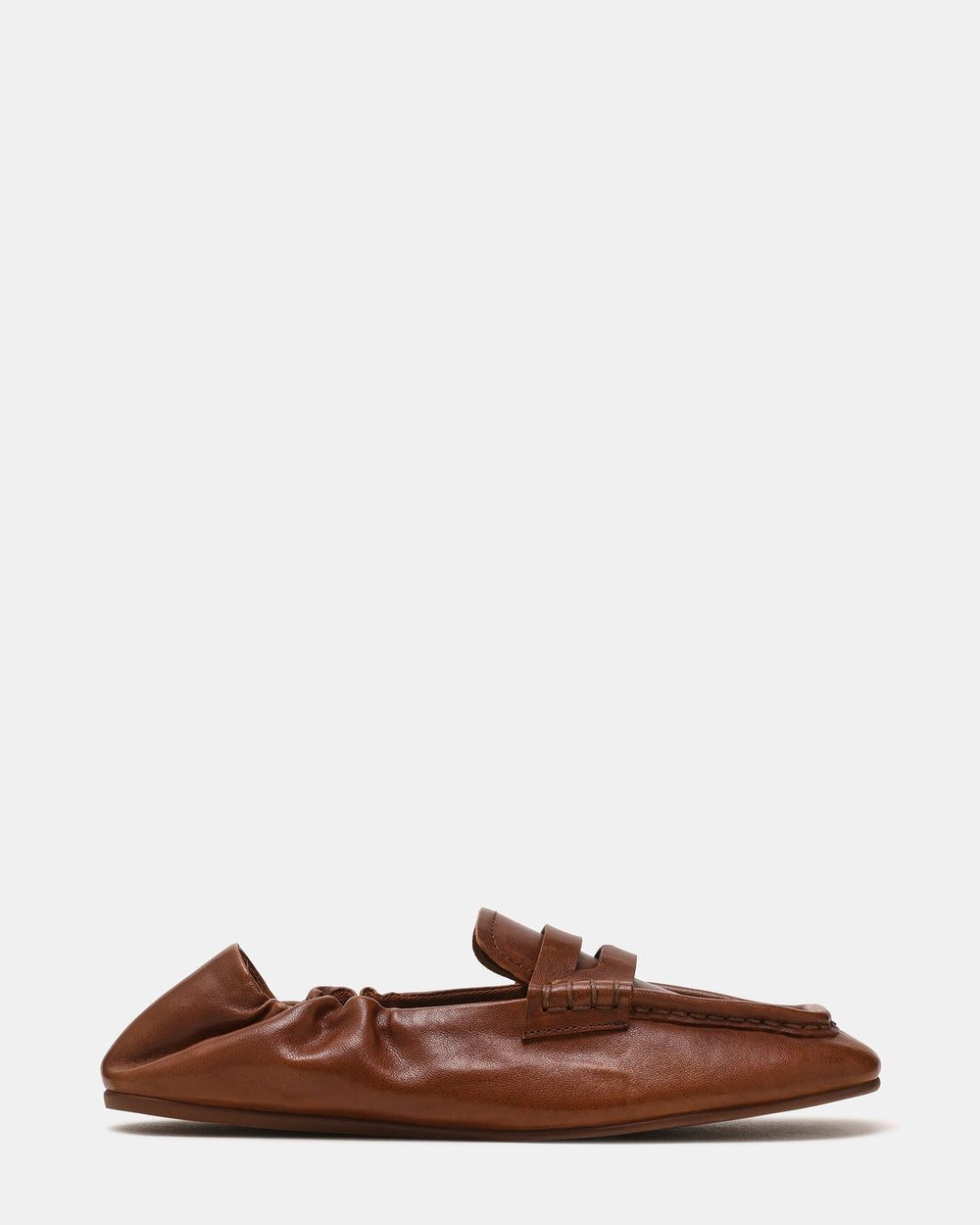 EURRY Cognac Leather Square-Toe Women's Loafer | Steve Madden
