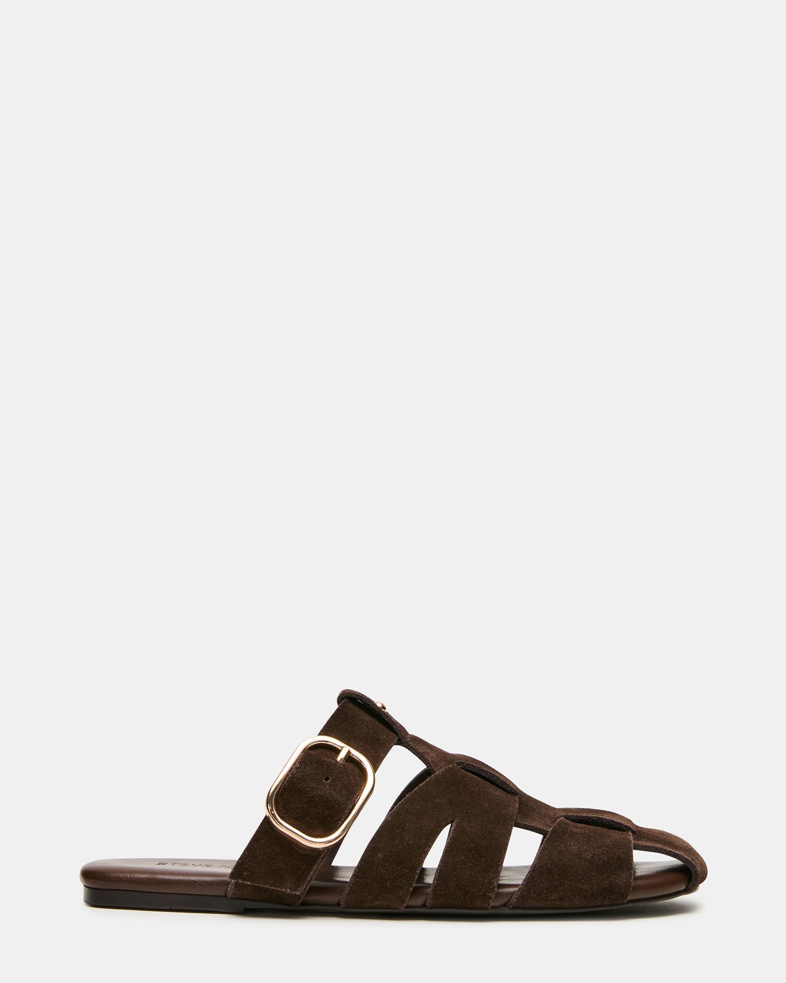 HALO Brown Suede Fisherman Caged Slip-On Mule Women's Flat | Steve Madden