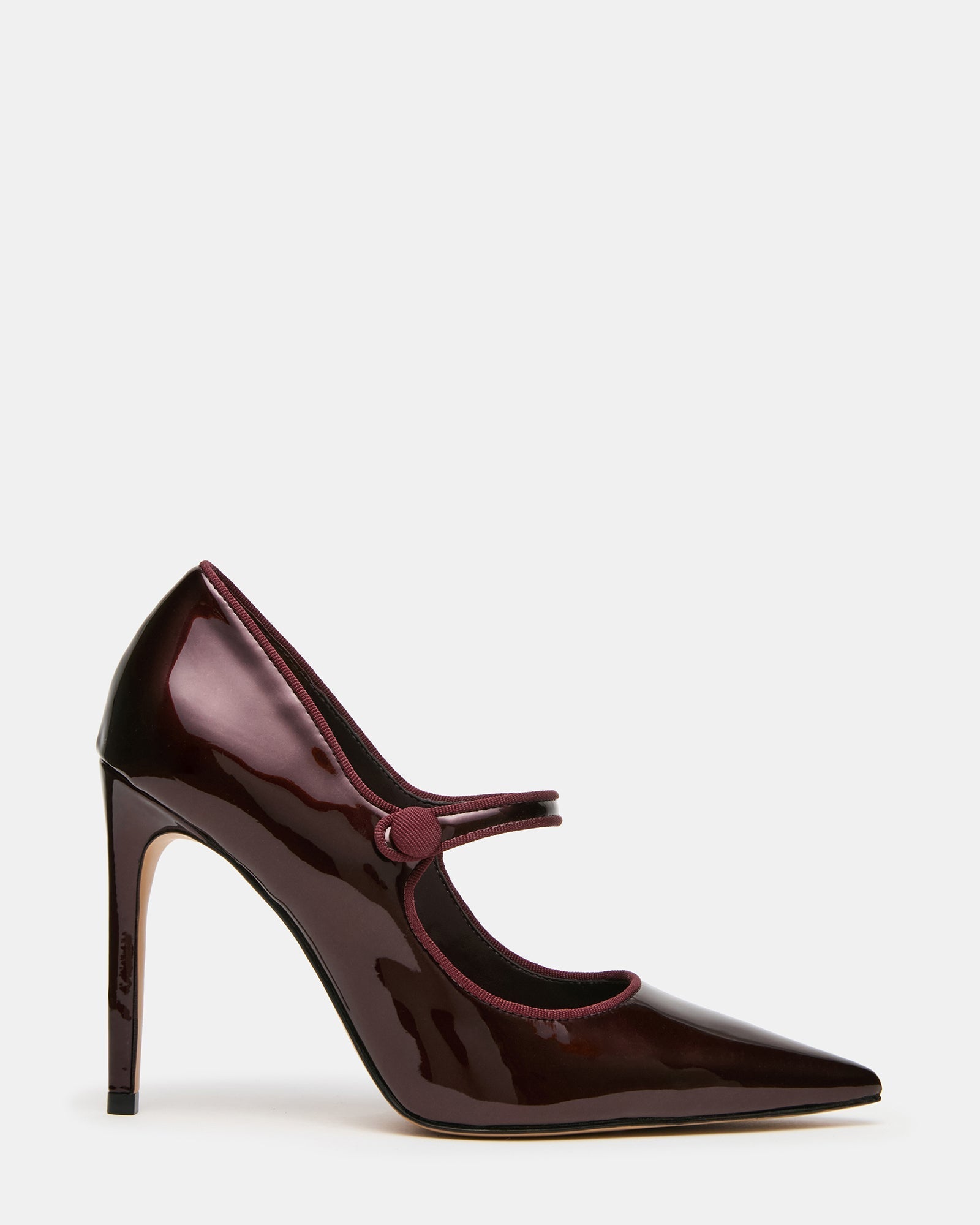 JAINE Wine Patent Pointed-Toe Mary Jane Pump Stiletto Women's Heel | Steve Madden