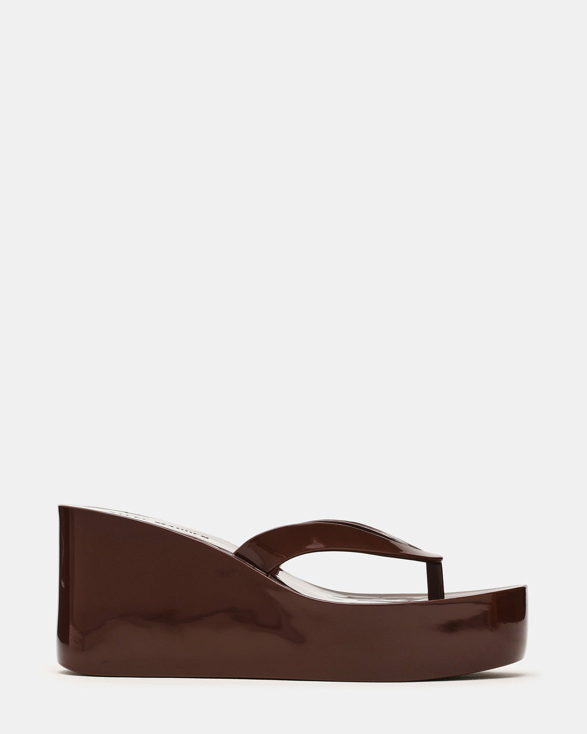 JELLA Dark Brown Thong Wedge Women's Platform Sandal | Steve Madden