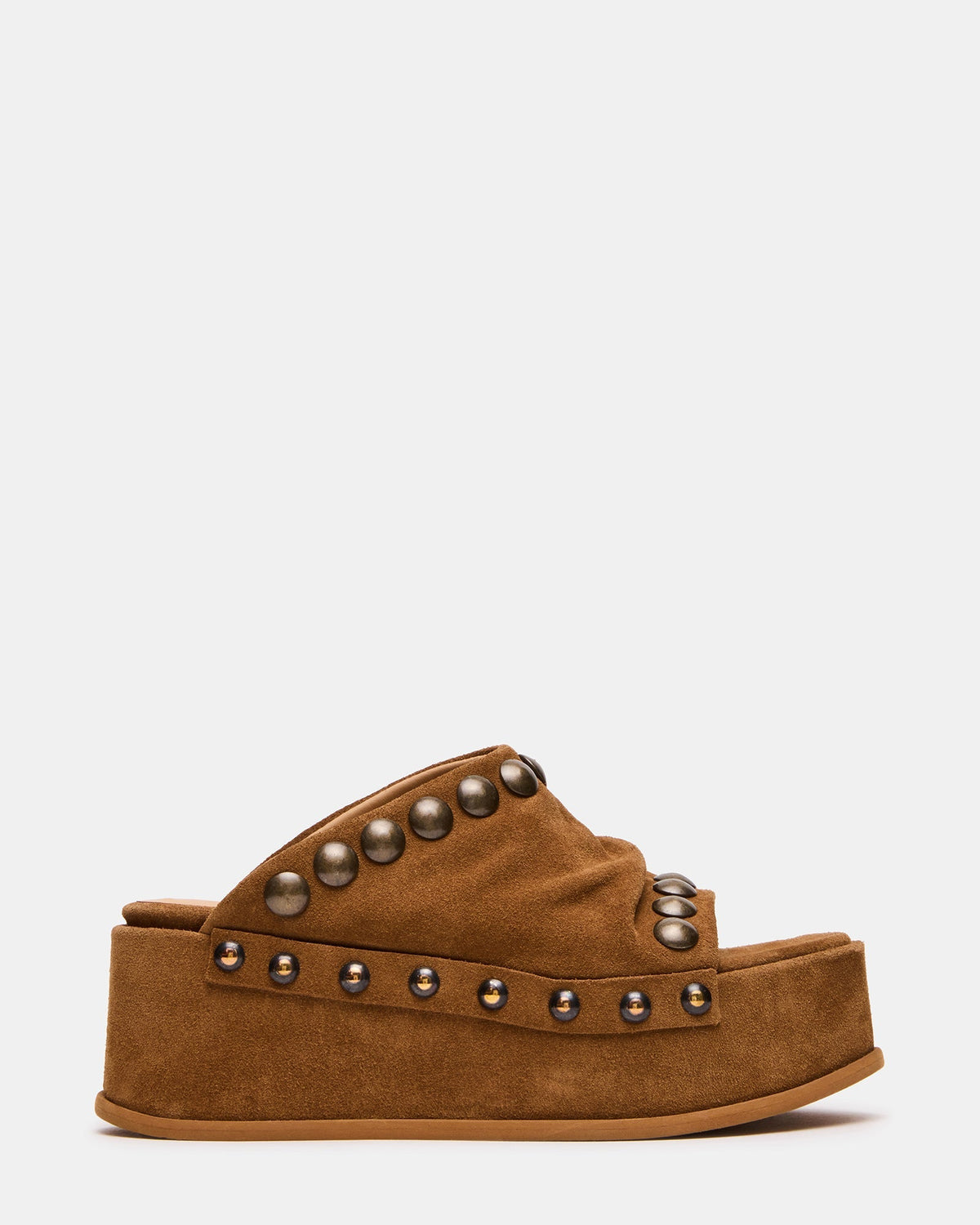 JULIUS Chestnut Suede Studded Mule Platform Women's Sandal | Steve Madden