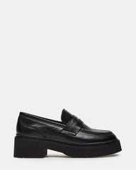 LAYKEN Black Leather Platform Lug Women's Loafer | Steve Madden