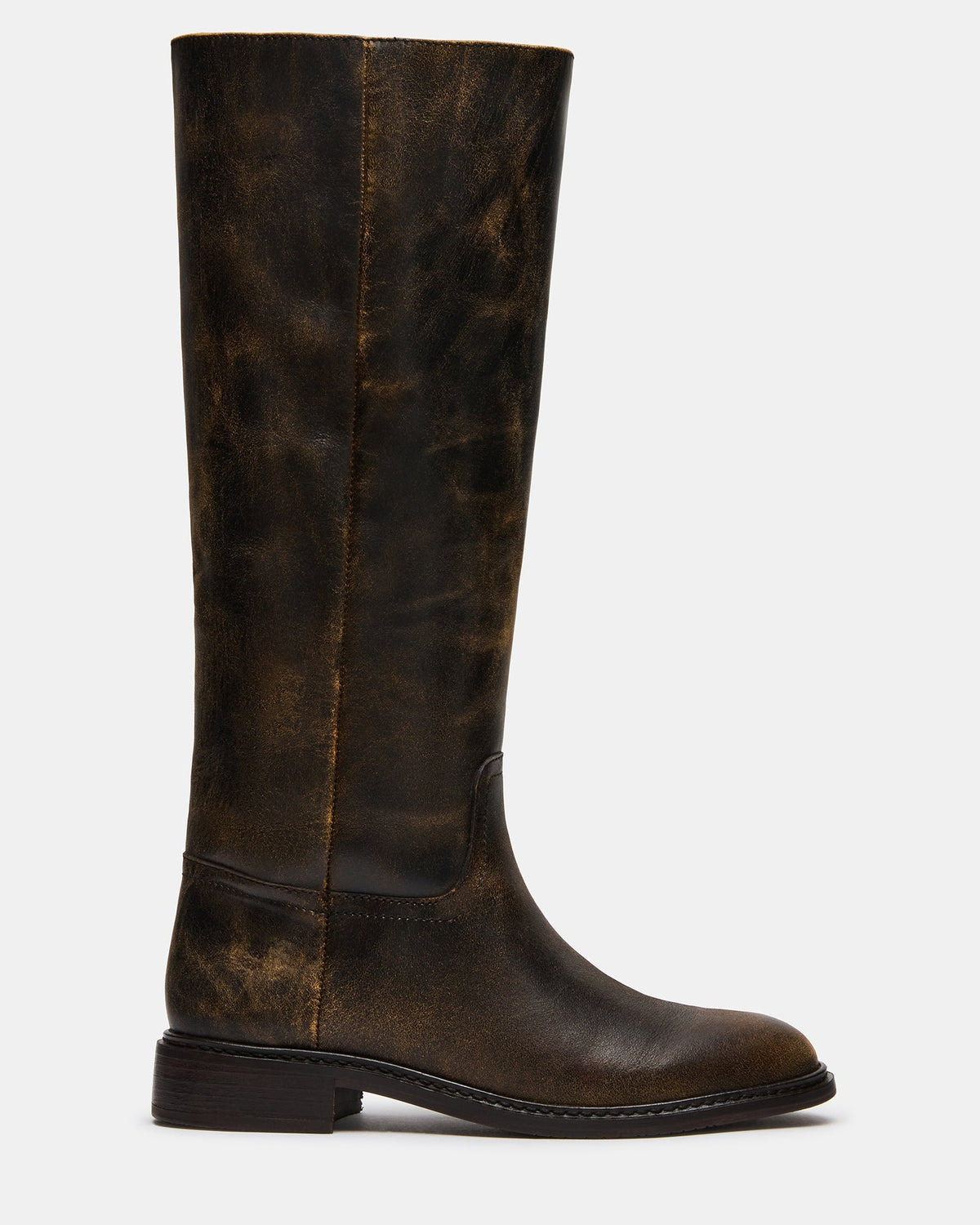 MARNA Brown Distressed Knee-High Women's Riding Boot | Steve Madden